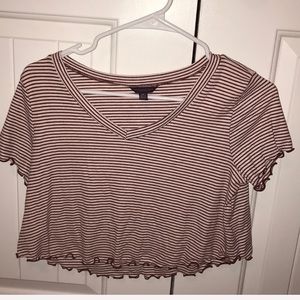 burgundy striped crop top
